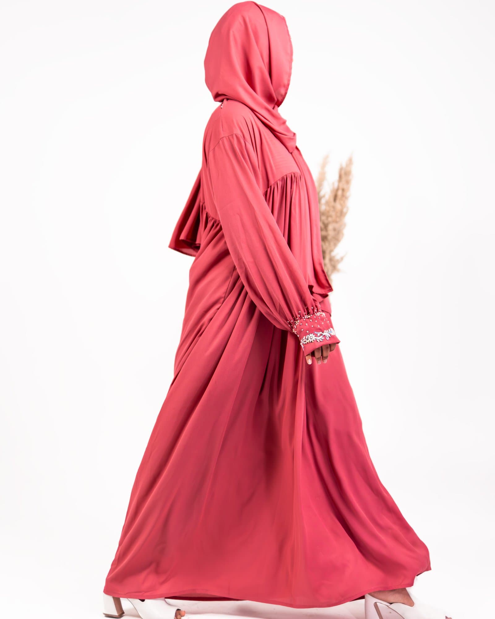 Zahra blush pink Georgette frock-style abaya